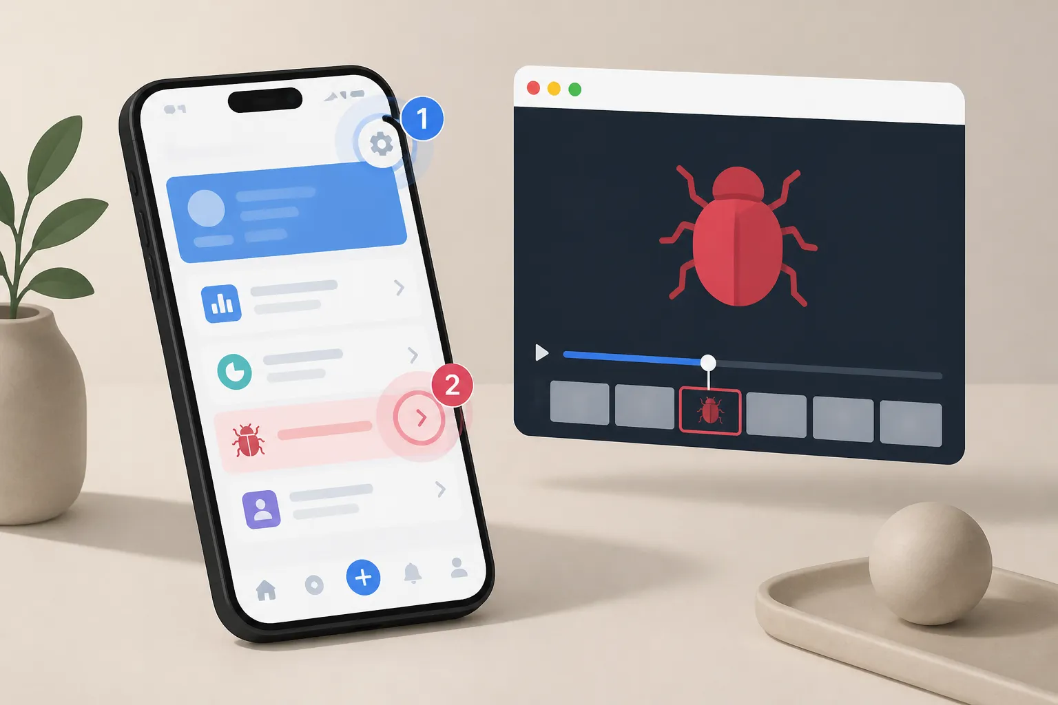 Get automatic, repeatable steps for mobile bugs on Android and iOS using deterministic runs, with linked video, screenshots, and context engineers trust.